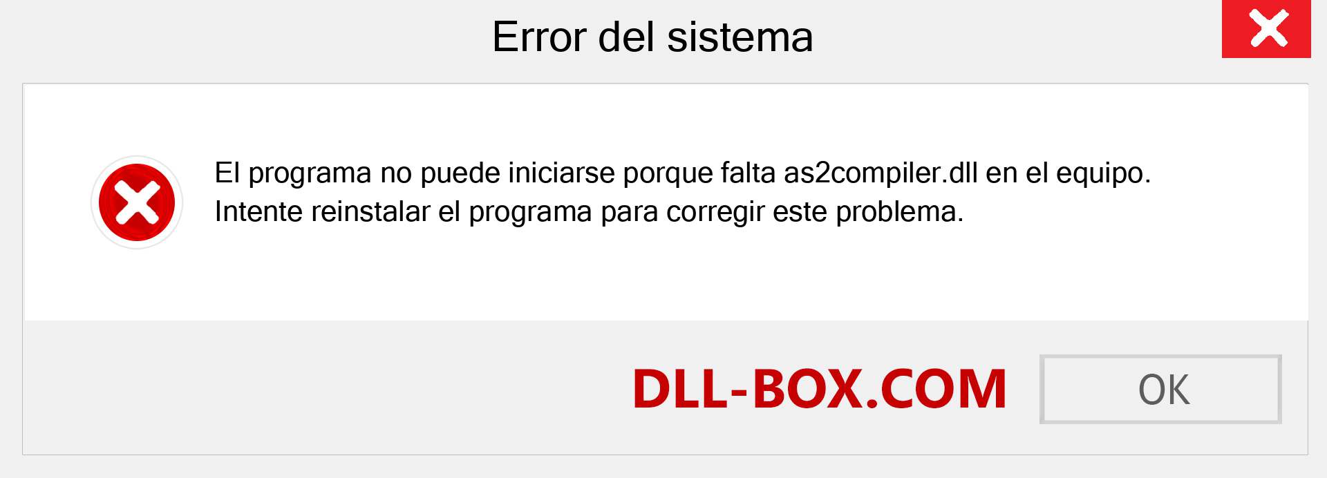 ¿Falta el archivo as2compiler.dll ?. Descargar para Windows 7, 8, 10 - Corregir as2compiler dll Missing Error en Windows, fotos, imágenes